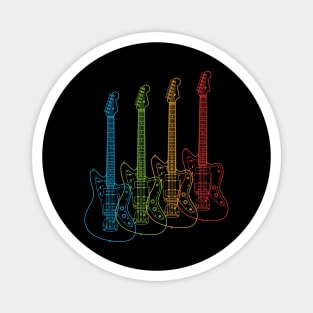 Four Offset Style Electric Guitar Outlines Multi Color Magnet